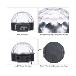 LED Disco Μπάλα με Περιστρεφόμενα Φωτορυθμικά Εφέ Πολύχρωμη RGB Sound Control με Ασύρματο Χειριστήριο Φ17 x Υ15cm