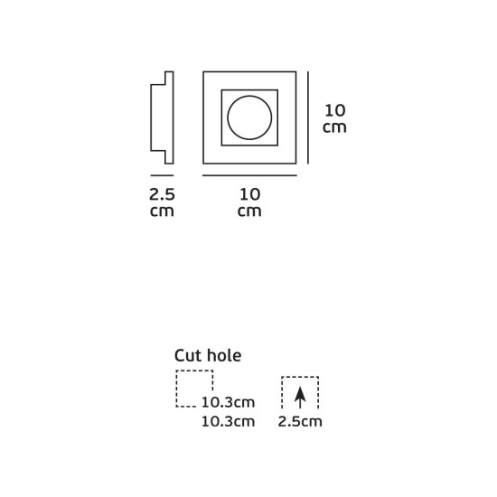 Τετράγωνο Γύψινο Χωνευτό Σποτ με Ντουί GU10 σε Λευκό χρώμα 10x10cm