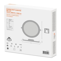 ΦΩΤΙΣΤΙΚΟ LED PANEL 18W/4000K DOWNLIGHT SLIM DN 210 ΛΕΥΚΟ